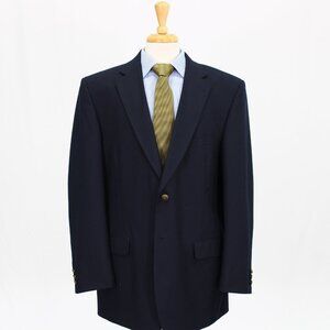 Statements 46L Navy Solid 2-Button Sport Coat Blazer Jacket B743